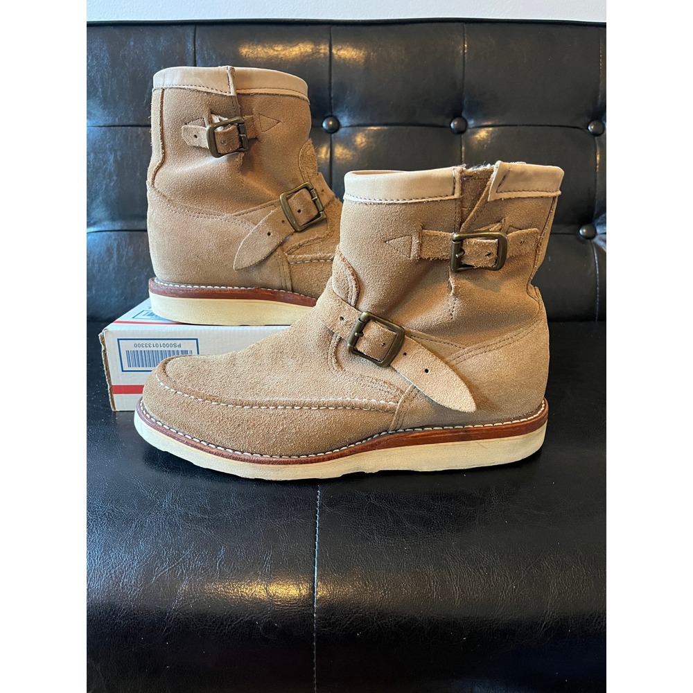 Chippewa 97875 Mens Tan Suede Moc‎ Toe Engineer Boots Vibram Sole USA Made 9E